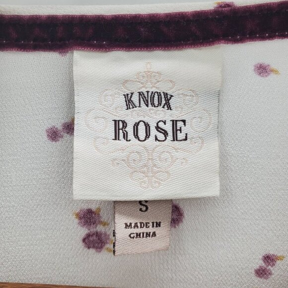 Knox Rose Womens Pink Cream Floral Tunic Top Sz S Long Sleeve V-Neck Lace Boho - Picture 10 of 15